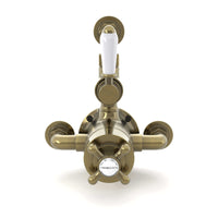 Buy Downton traditional twin thermostatic shower valve semi-exposed - antique brass Online UK | HOUSE OF ENKI