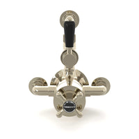 Downton Traditional Twin Thermostatic Shower Valve Exposed With Top Return To Wall Bend - Gold With Black Levers