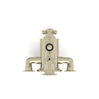 Downton Traditional Twin Thermostatic Shower Valve Exposed With Top Return To Wall Bend - Gold With Black Levers