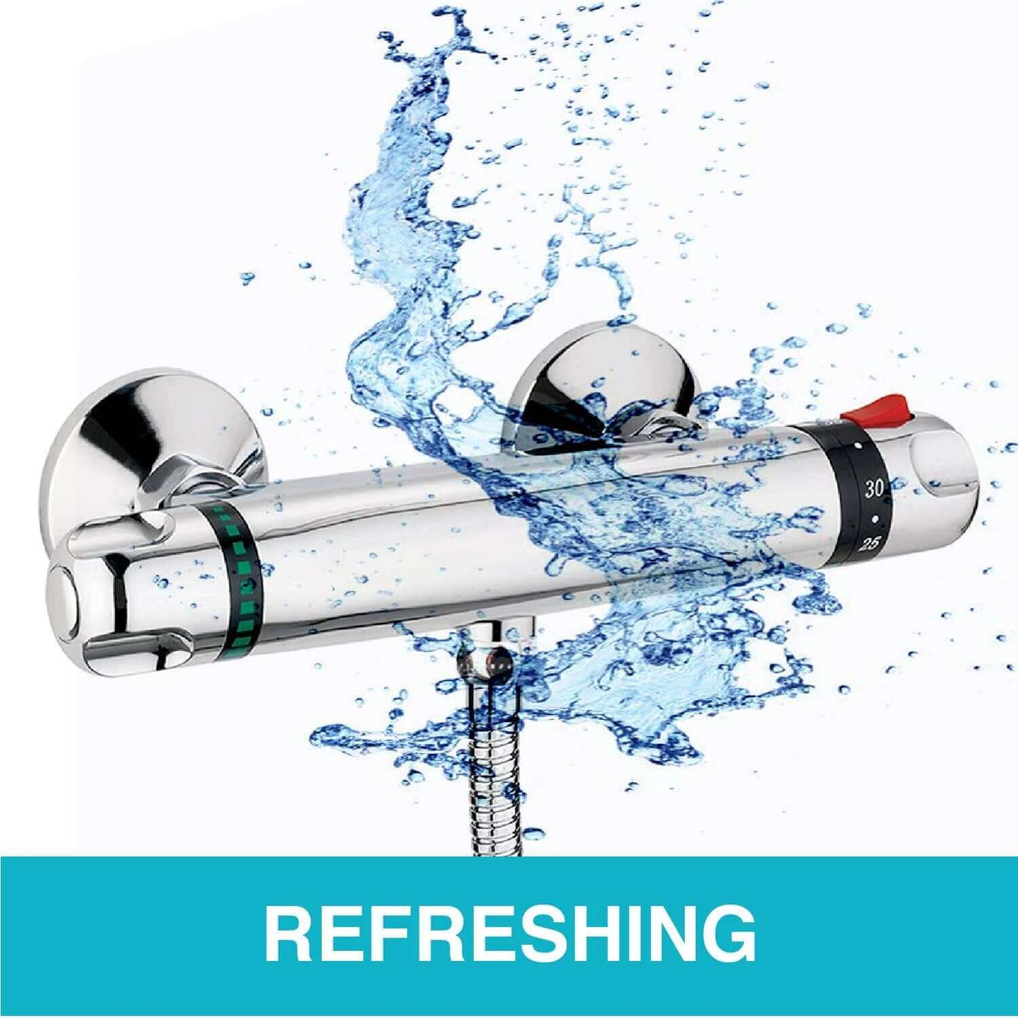 Buy Luna standard thermostatic bar shower valve bottom outlet - chrome Online UK | HOUSE OF ENKI