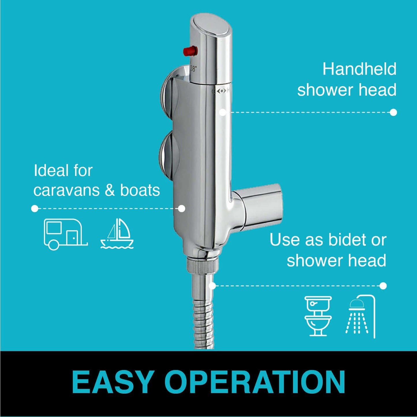 Buy Vito vertical thermostatic shower bar mixer valve tap - chrome Online UK | HOUSE OF ENKI