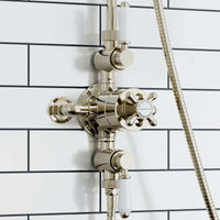 Downton traditional triple thermostatic shower valve two outlet - English gold & white - Showers