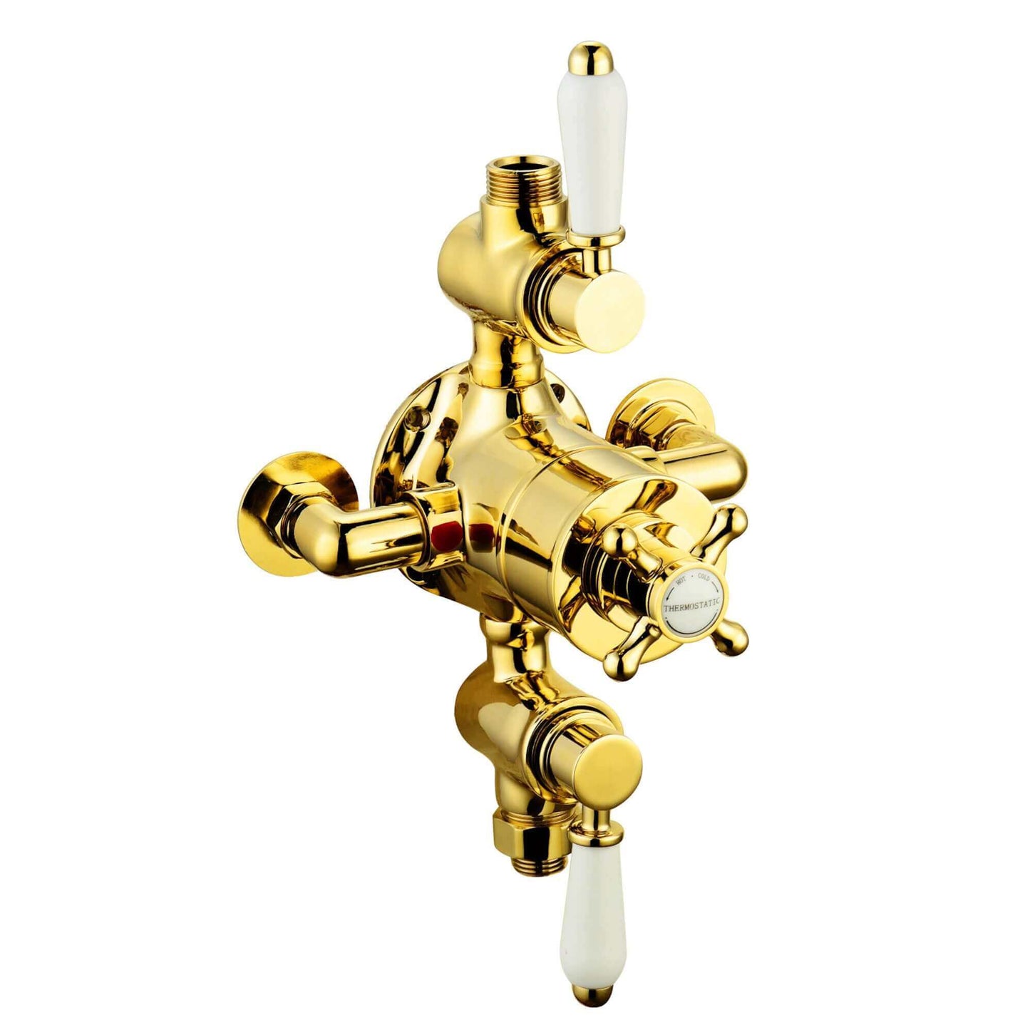 Buy Downton traditional triple thermostatic shower valve two outlet - gold Online UK | HOUSE OF ENKI