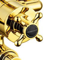 Downton traditional triple thermostatic shower valve two outlet - English gold & black - Showers
