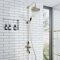 Downton traditional triple thermostatic shower valve two outlet - English gold & black - Showers