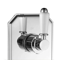 Buy Regent traditional crosshead and white lever concealed thermostatic twin shower valve with 2 outlets - chrome Online UK | HOUSE OF ENKI