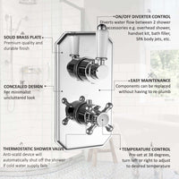 Buy Regent traditional crosshead and white lever concealed thermostatic twin shower valve with 2 outlets - chrome Online UK | HOUSE OF ENKI