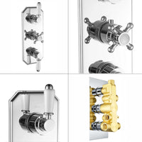 Buy Regent traditional crosshead and white lever concealed thermostatic triple shower valve with 3 outlets - chrome Online UK | HOUSE OF ENKI