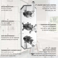 Buy Regent traditional crosshead and white lever concealed thermostatic triple shower valve with 3 outlets - chrome Online UK | HOUSE OF ENKI