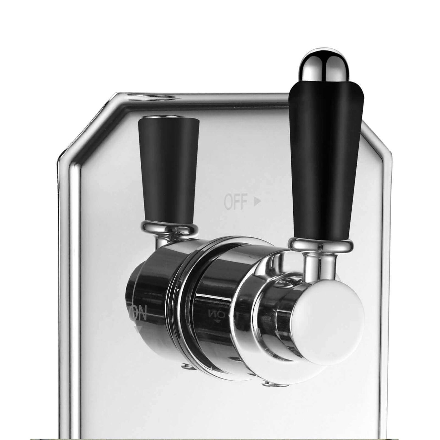 Buy Regent traditional crosshead and black lever concealed thermostatic triple shower valve with 3 outlets - chrome Online UK | HOUSE OF ENKI