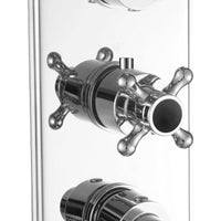 Buy Regent traditional crosshead and black lever concealed thermostatic triple shower valve with 3 outlets - chrome Online UK | HOUSE OF ENKI