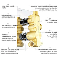 Regent traditional crosshead and white lever concealed thermostatic twin shower valve with 1 outlet - English gold - Showers