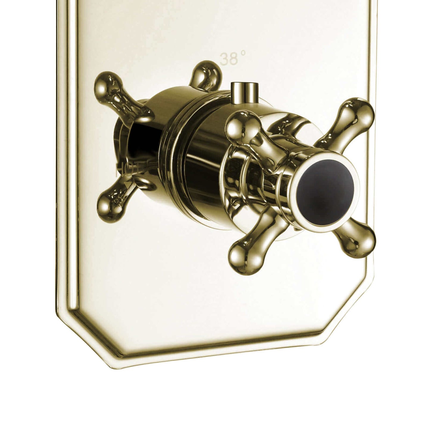 Buy Regent traditional crosshead and black lever concealed thermostatic twin shower valve with 1 outlet - gold Online UK | HOUSE OF ENKI