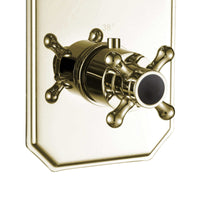 Buy Regent traditional crosshead and black lever concealed thermostatic twin shower valve with 1 outlet - gold Online UK | HOUSE OF ENKI