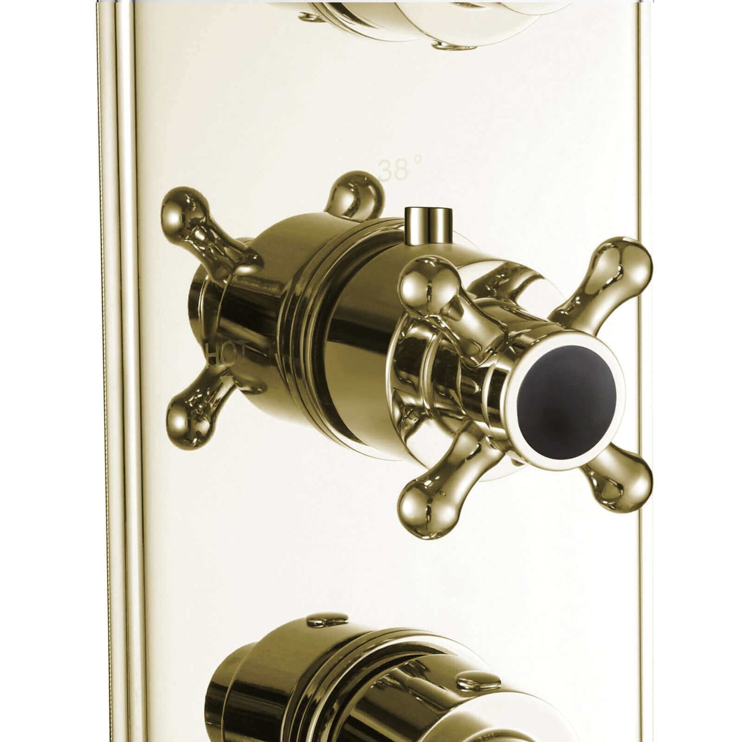 Buy Regent traditional crosshead and black lever concealed thermostatic triple shower valve with 3 outlets - gold Online UK | HOUSE OF ENKI