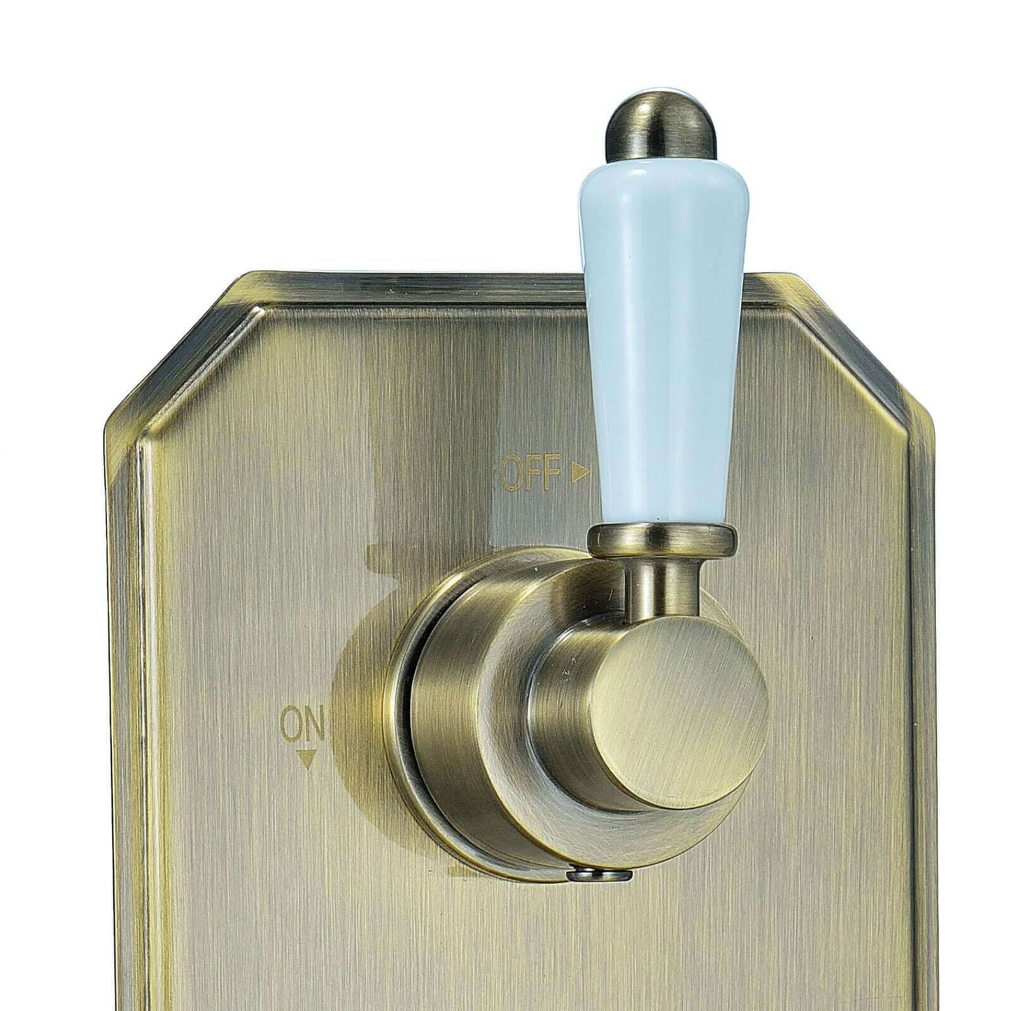 Buy Regent traditional crosshead and white lever concealed thermostatic triple shower valve with 3 outlets - antique brass Online UK | HOUSE OF ENKI