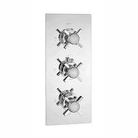 Edward traditional crosshead and white detail concealed thermostatic triple shower valve with 3 outlets - chrome - Showers