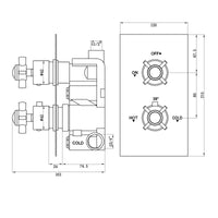 Edward traditional crosshead and white detail concealed thermostatic twin shower valve with 1 outlet - English gold - Showers