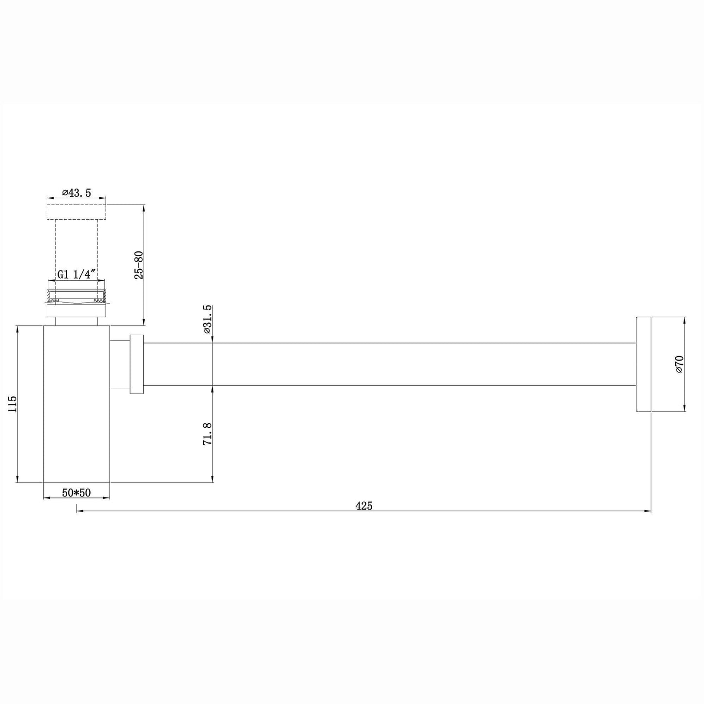 Buy Square washbasin sink bottle trap waste - matt black Online UK | HOUSE OF ENKI