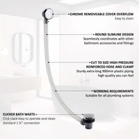 Easy Clean Bath Sprung Waste & Overflow - Chrome