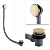 Easy Clean Bath Sprung Waste & Overflow - Brushed Brass - Taps