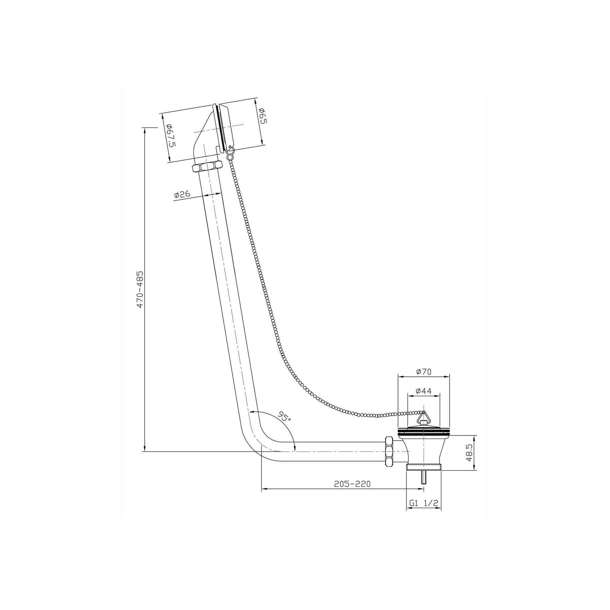 Buy Traditional Exposed Bath Retainer Waste & Ball Chain Plug with Overflow - Antique Brass Online UK | HOUSE OF ENKI