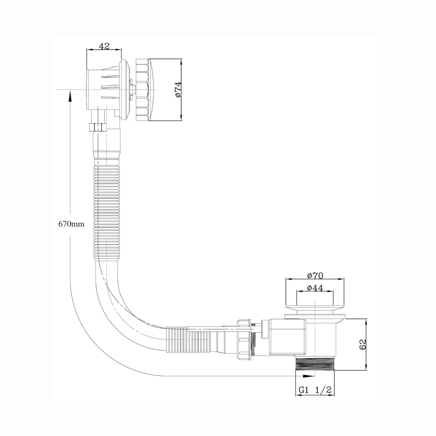 Buy Luxury Bath Pop Up Waste with Overflow Easy Clean - Chrome Online UK | HOUSE OF ENKI