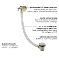 Round Bath Filler with Easy Clean Sprung Waste & Overflow - English Gold