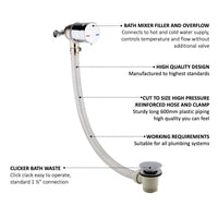 Buy Round temperature control bath mixer filler with overflow and clicker waste - chrome Online UK | HOUSE OF ENKI