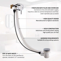 Round freeflow bath filler with overflow and pop up waste - matte black - Taps