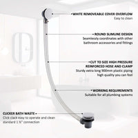 Easy Clean Bath Sprung Waste & Overflow - Matte White