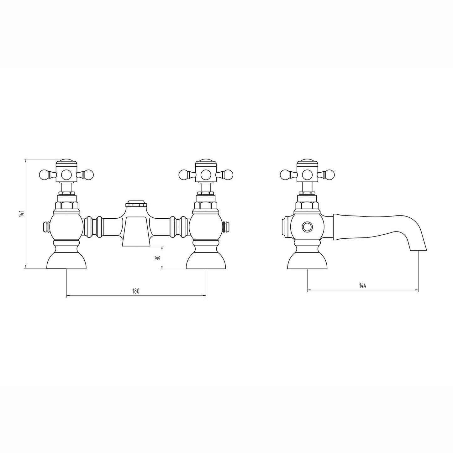 Buy Camberley traditional bath mixer tap crosshead - antique brass Online UK | HOUSE OF ENKI