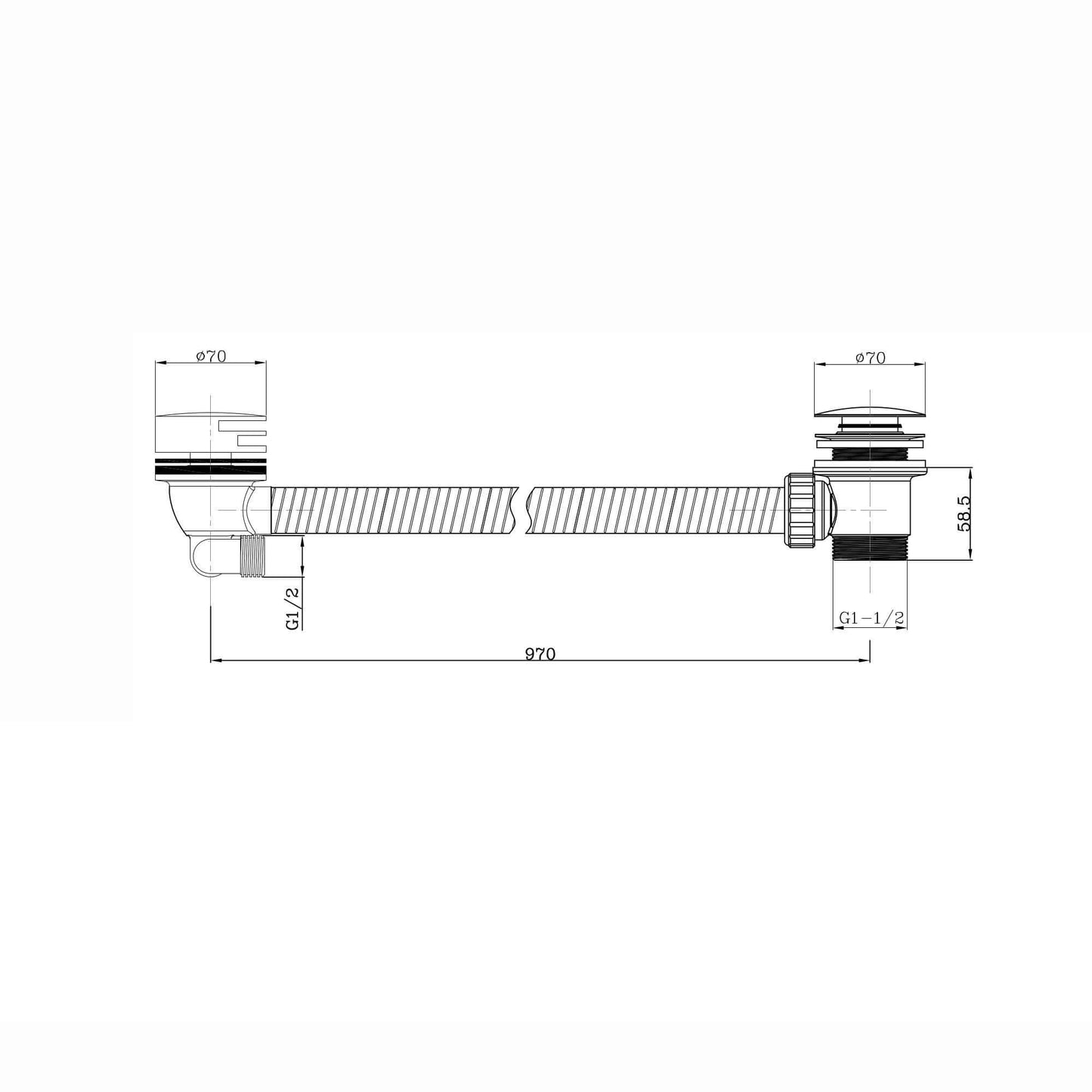 Buy Round Bath Filler with Easy Clean Sprung Waste & Overflow - Chrome Online UK | HOUSE OF ENKI