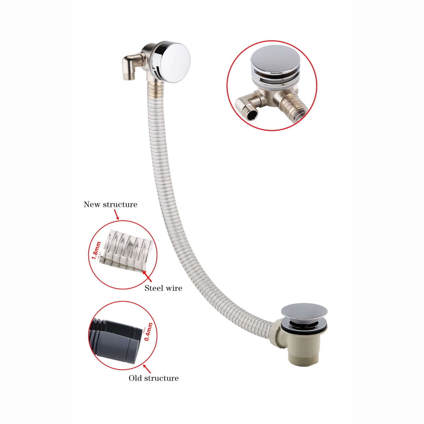 Buy Round Bath Filler with Easy Clean Sprung Waste & Overflow - Chrome Online UK | HOUSE OF ENKI