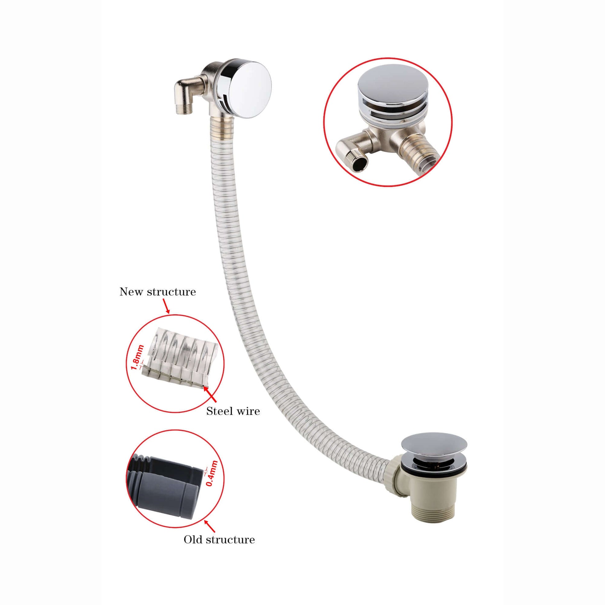 Buy Round Bath Filler with Easy Clean Sprung Waste & Overflow - Chrome Online UK | HOUSE OF ENKI
