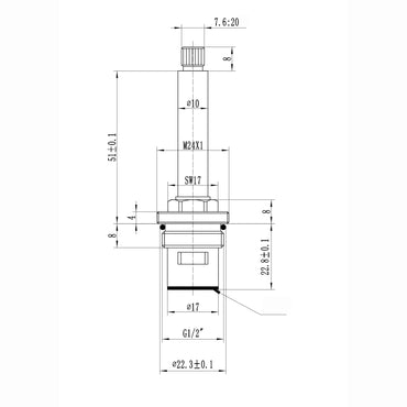 Brass 1/2" single valve - wall mounted basin mixer tap Camberley, Zara - COLD