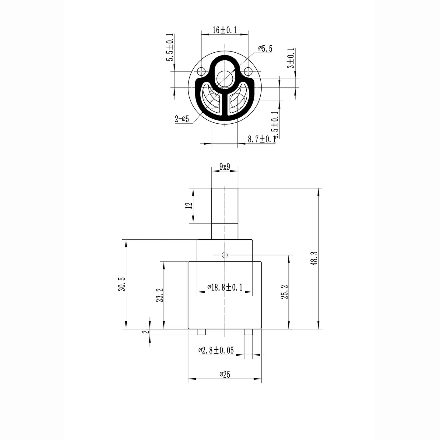 Ceramic disc cartridge valve - basin mixer Zara