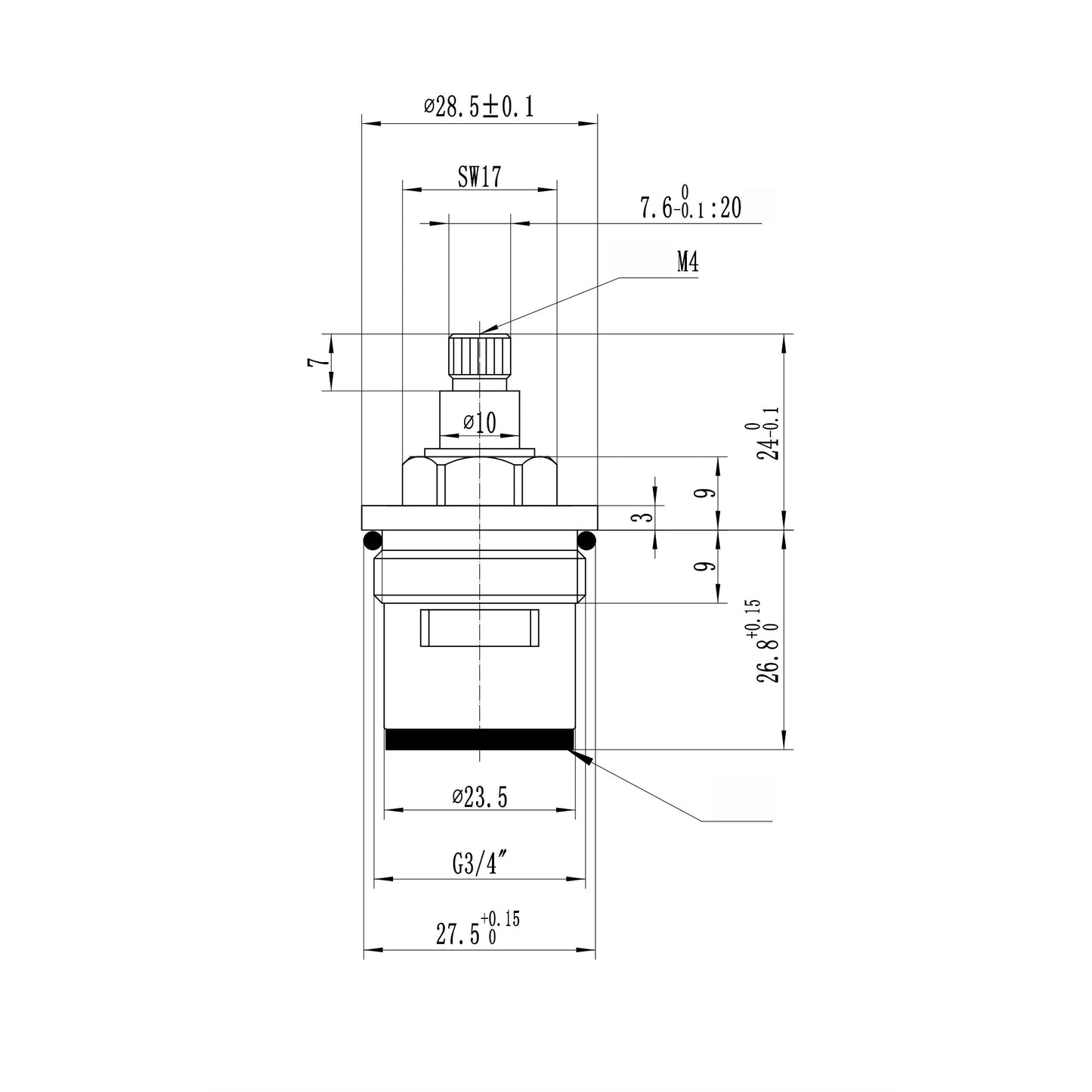 Brass 3/4" single valve - bath mixer of bath shower mixer tap Zara, Plaza - COLD