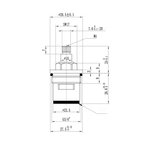 Brass 3/4" single valve - bath mixer of bath shower mixer tap Zara, Plaza - COLD