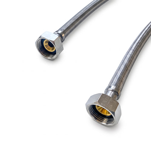 Pair of flexible tap connectors 1/2" x 50cm x 3/4"