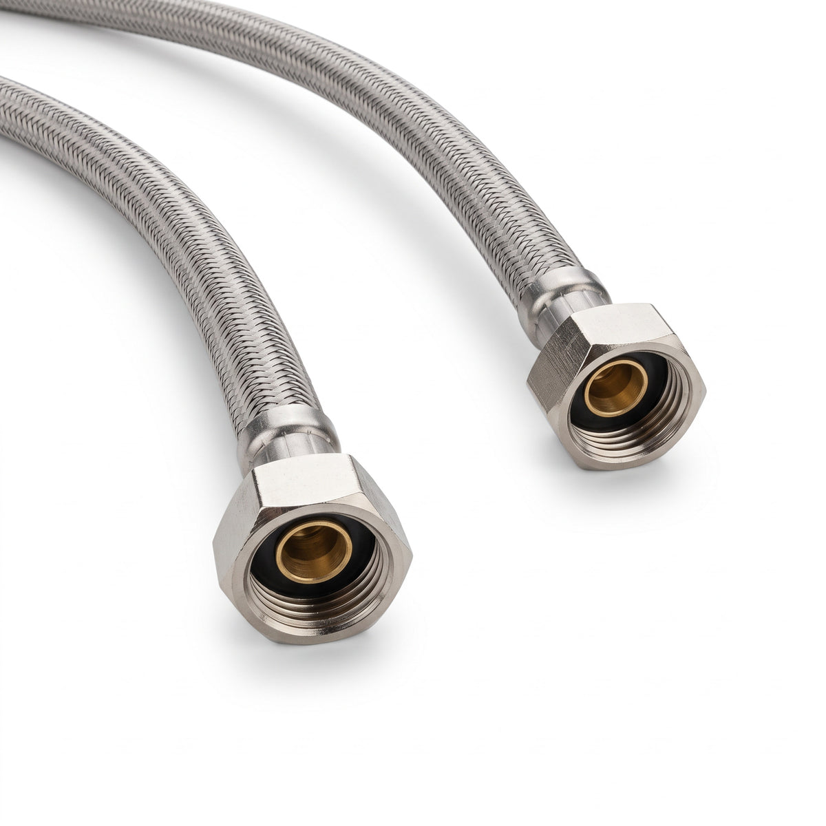 Pair of flexible tap connectors 1/2" x 50cm x 3/4"
