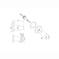 Round wall bracket for shower heads solid brass - gunmetal grey