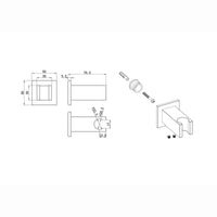 Square wall bracket for shower heads solid brass - gunmetal grey