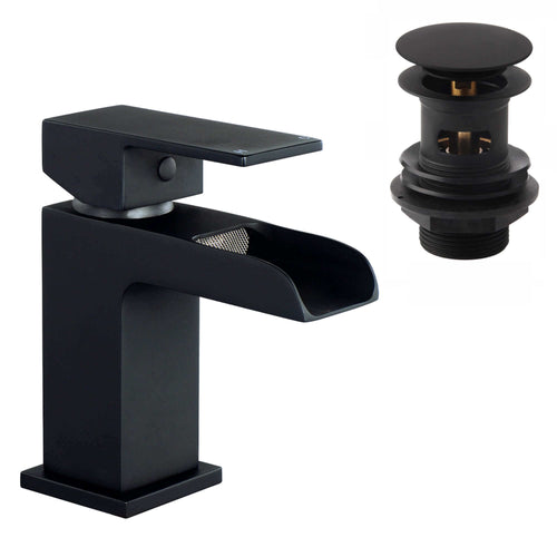 Buy Plaza basin mixer tap + slotted waste - matt black online UK