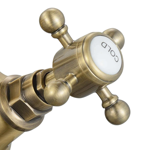 Buy Camberley traditional cross basin mixer tap with slotted waste - antique brass online UK