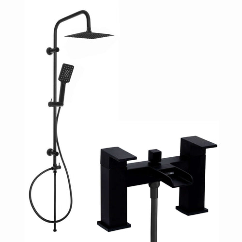 Buy Matt Black Bath Shower Mixer Tap (Plaza - With Dual Rigid Riser) online UK