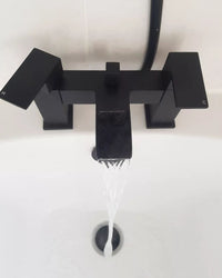 Plaza bath shower mixer tap with dual rigid riser - matte black