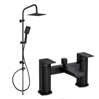 Milly bath shower mixer tap with dual rigid riser - matt black