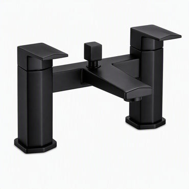 Milly bath shower mixer tap with dual rigid riser - matt black