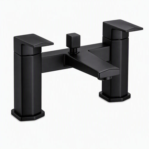 Milly bath shower mixer tap with dual rigid riser - matt black